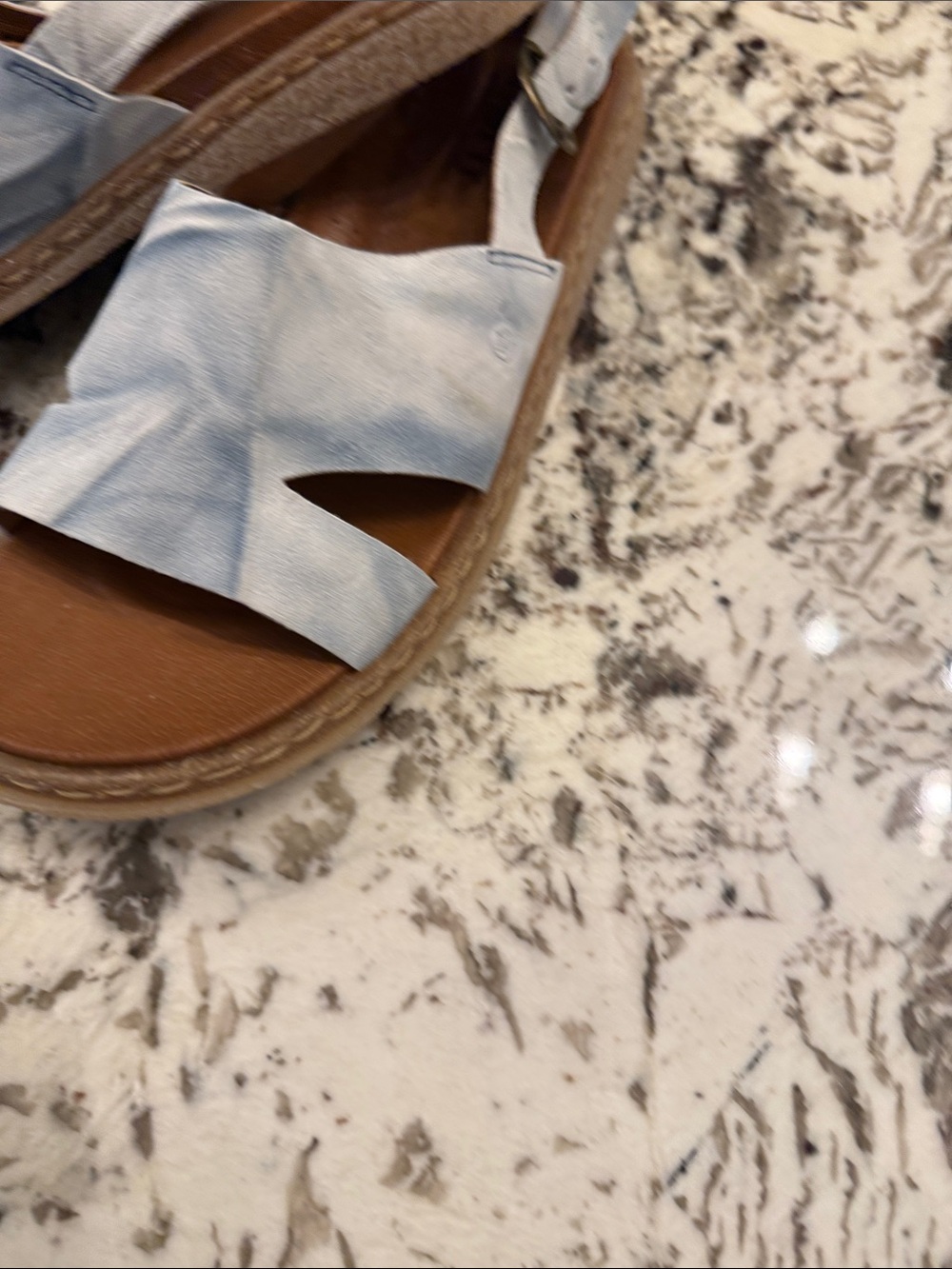 Born ..handcrafted leather Light Blue Leather Slide Sandals size 9